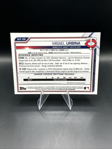 2021 Bowman Chrome #BCP-206 Misael Urbina Prospects Mojo Refractor - Picture 2 of 2