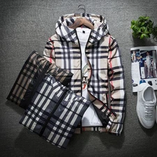 Men’s Thickened Outer Wear Plaid Hooded  Camouflage Windbreaker Jacket Leisure-*