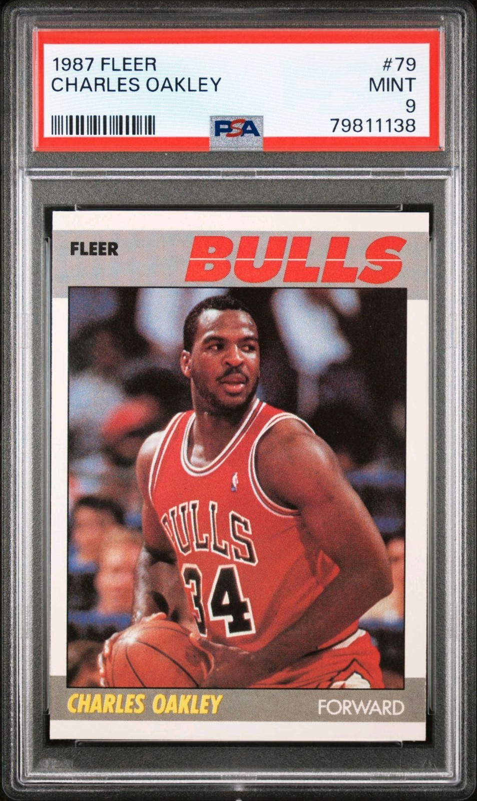 1987 Fleer Basketball #79 Charles Oakley Chicago Bulls PSA 9 Mint NEW 2nd Rare