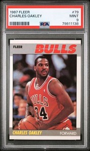 1987 Fleer Basketball #79 Charles Oakley Chicago Bulls PSA 9 Mint NEW 2nd Rare