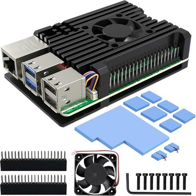 Aluminium Gehäuse für Raspberry Pi 5 mit Lüfter Kühlung,Metal Shell Passive Küh