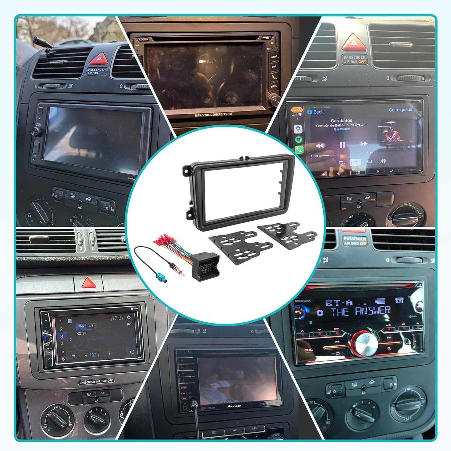 NuIth Double DIN Radio Dash Kit W/Radio Wire Harness for 2005-2015 Volkswagen Je