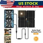 Solar Powered Dual Exhaust Fan Solar Panel Fan 30W For Greenhouse Shed Attic