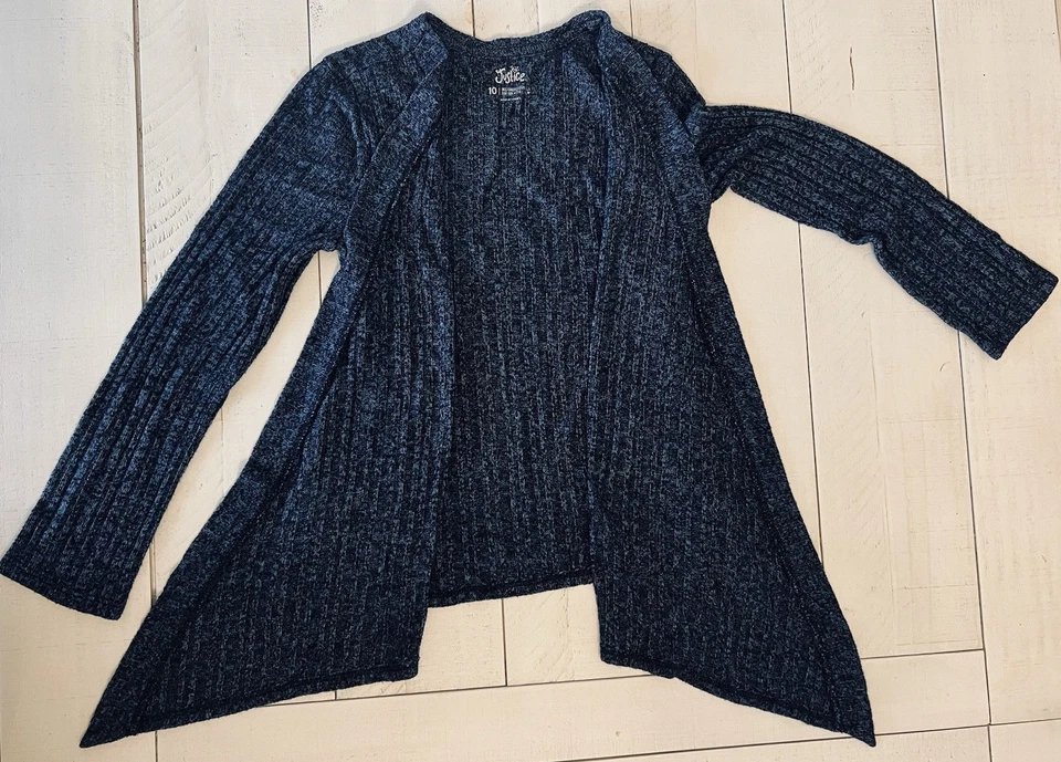 Suéter/Cárdigan Justice Girls Azul Manga Larga Cuello en V Dobladillo Asimétrico M/10 Foto 3 de 4