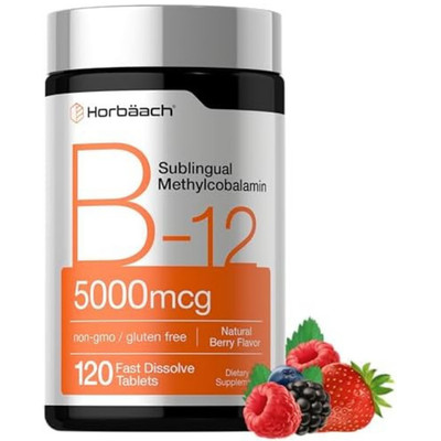 B12 Sublingual Methylcobalamin | 5000mcg | 120 Dissolvable Tablets | by Horbaach