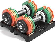 Adjustable Dumbbells Set/Single, 12.5LB/22.5LB/55LB 5 in 1 Free Adjustable Dumbb