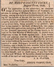 St Mary's County Court Term 1826 Joseph Harris 1827 Washington Clipping TAJ7-M6