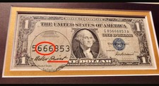 Fancy serial # 1 dollar - Divine Devil's Note 666 Priest Signed Blue Seal PMG