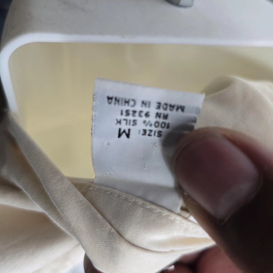 Camisa masculina Geoffrey Beene média creme marfim seda smoking babador frente elegante formal - Imagem 3 de 4