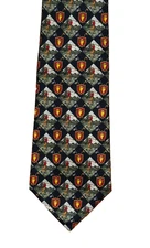 Mark Fore & Strike Men's Vintage Tie GOLF Navy Blue Crest  100% Silk