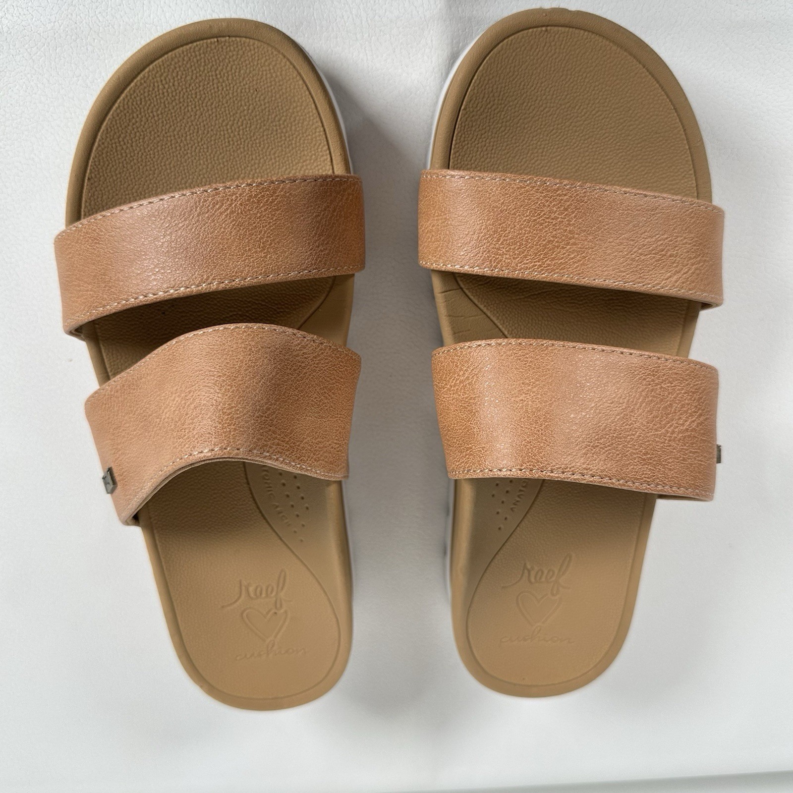 Reef Banded Horizon HI Slides Women 7 Platform Sandals  Natural Color