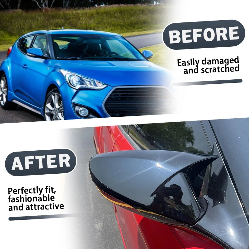 Cubierta de espejo retrovisor negro brillante para Hyundai Elantra OX 2011-16 bocina decoración Foto 4 de 4