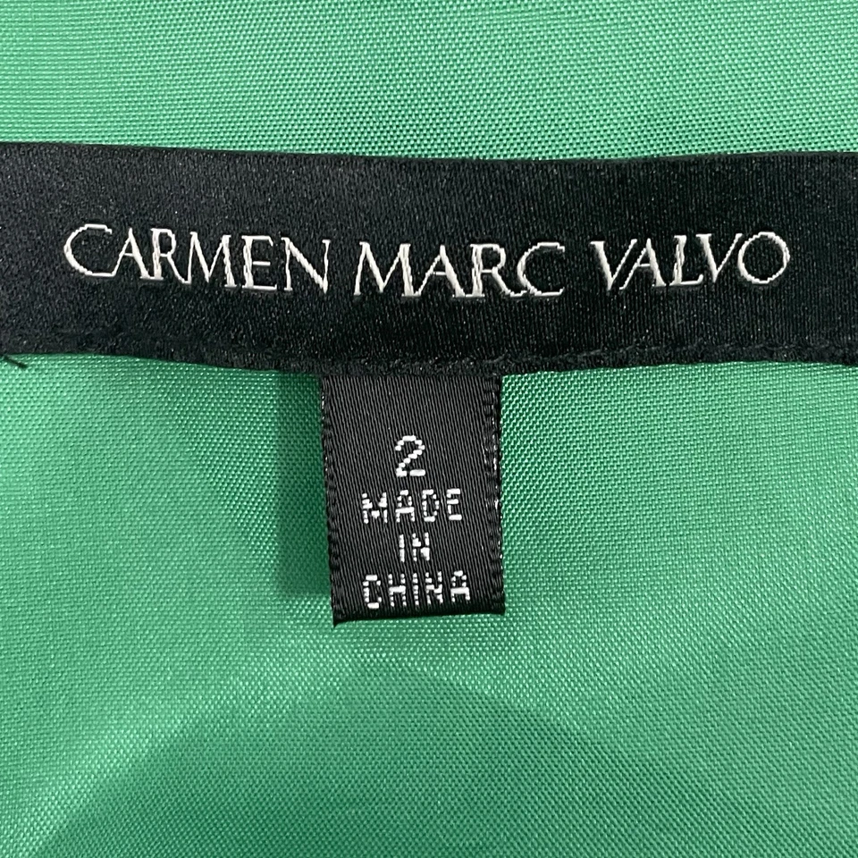 Maxi Vestido Carmen Marco Valvo Verde Seda Acanalado Sin Mangas Cremallera Talla 2 Foto 3 de 4