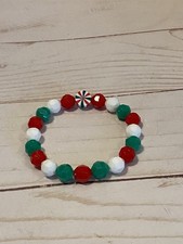 Christmas Beaded Bracelet Handmade Girls Kids Holiday Jewelry Stocking Stuffer