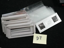 10 Stereo Slide mounts - aluminum mask, glass (20 pieces) frame/binder + Sample