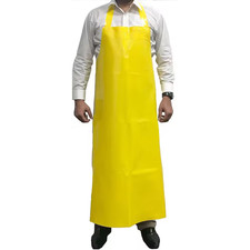 Heavy Duty Waterproof Bib Apron TPU Reusable Oil Resistant Yellow 35x47