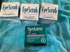 4 boxes Eye Lid Scrub and Systane Original Formulas - 120 individual wipes