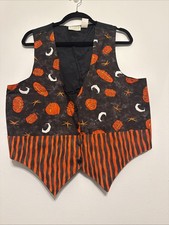 Ivy Club Classics Vintage Halloween Vest Pumpkins  Moons