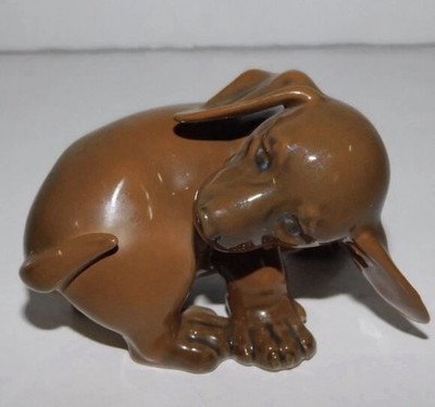 VTG Royal Copenhagen Denmark Dachshund Puppy Dog Figurine Chasing Tail #1407