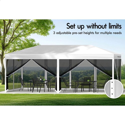 ALFORDSON Gazebo Pop Up Marquee 3x6m Outdoor Canopy Camping Mesh Walls White - Picture 5 of 12