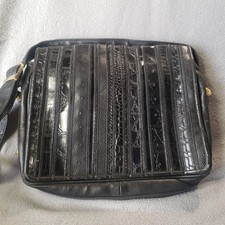 Vintage Black Eel Skin Leather Purse Zippered 10x7x3