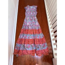 Calypso St Barth Floral Cotton Smocked Maxi D...