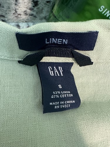 Gap Linen Small Button Up Shirt Mens Green Short Sleeve Pocket Accent Size Small - Picture 4 of 4