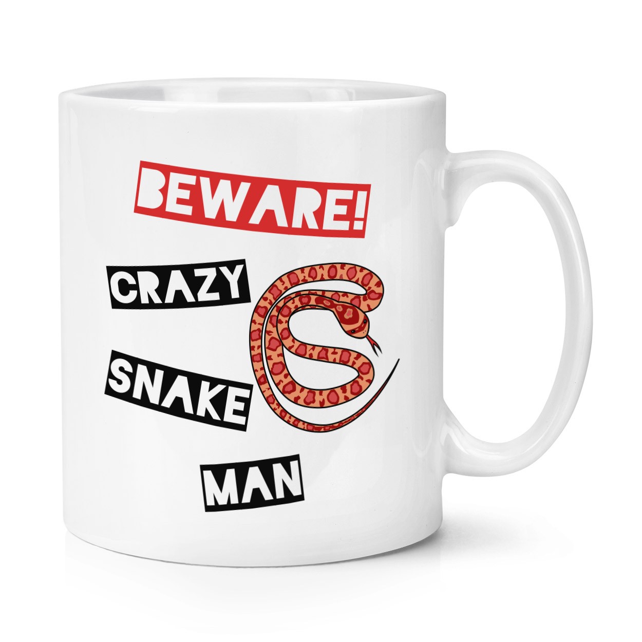 Beware Crazy Snake Man 10oz Mug Cup - Animal Funny