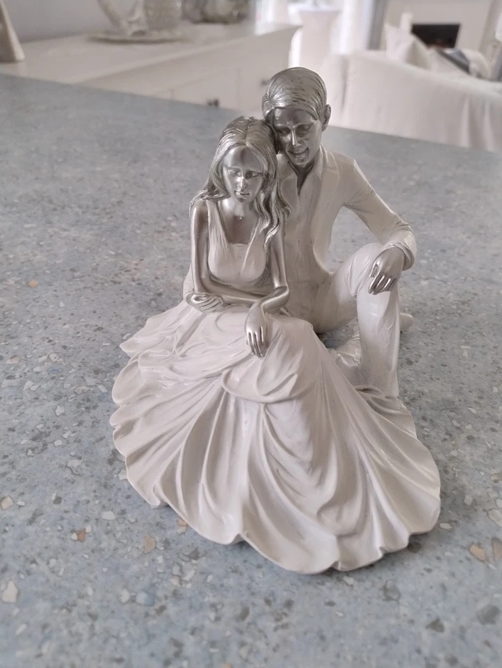 Figur Liebespaar weiss silber Formano Deko Statue Dekofigur - Bild 3 von 3