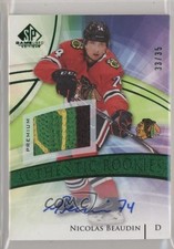 2020 SP Game Used Authentic Rookies Green 33/35 Nicolas Beaudin Patch Auto 01tw