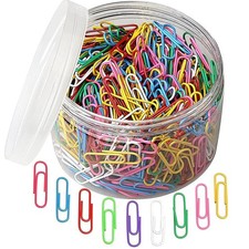 500 PCS Colored Paper Clips, Medium 33 mm/1.3Inch Assorted Paperclips Vinyl C...