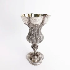 19th Century Antique German 800 Silver Chalice 13.86ozt GORGEOUS