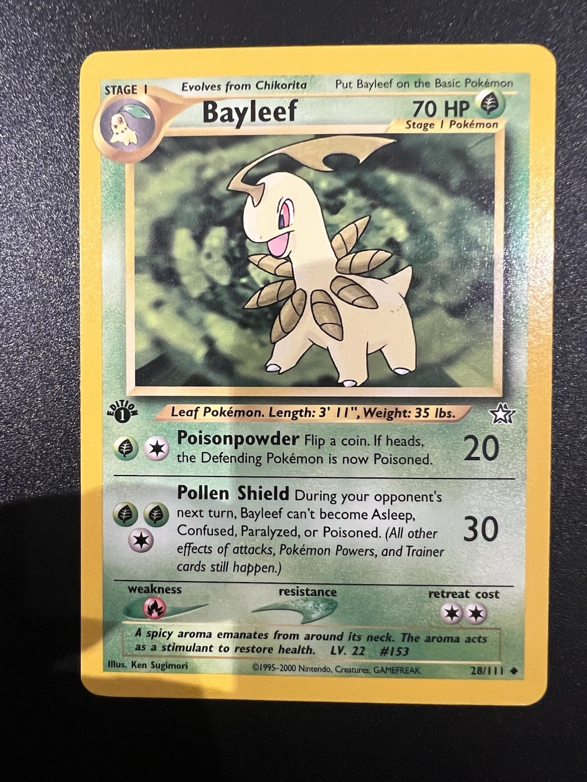 Bayleef 28/111 Neo Genesis 1st Edition 2000 Pokemon Card Uncommon NM