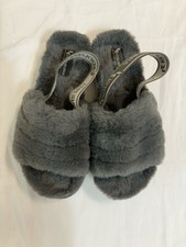 Koolaburra by UGG Fuzz'n Women's 7 Gray Faux Fur Slide Slippers Slip-On