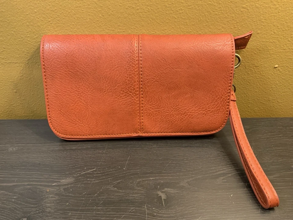 Joy Susan Mia Multi Bolsillo Bolso sin asas Muñequera Cartera Naranja Cremallera Clásico Otoño Foto 2 de 4