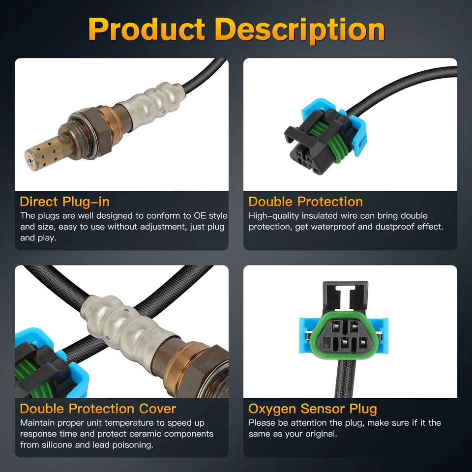 4pcs O2 Oxygen 02 Sensor for 2010-2011 Cadillac SRX 3.0L Upstream + Downstream - Image 2 of 4