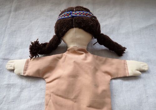 Vintage Handpuppe Indianer Indianer Mädchen handgefertigt bemalt Gesicht - Bild 6 von 12
