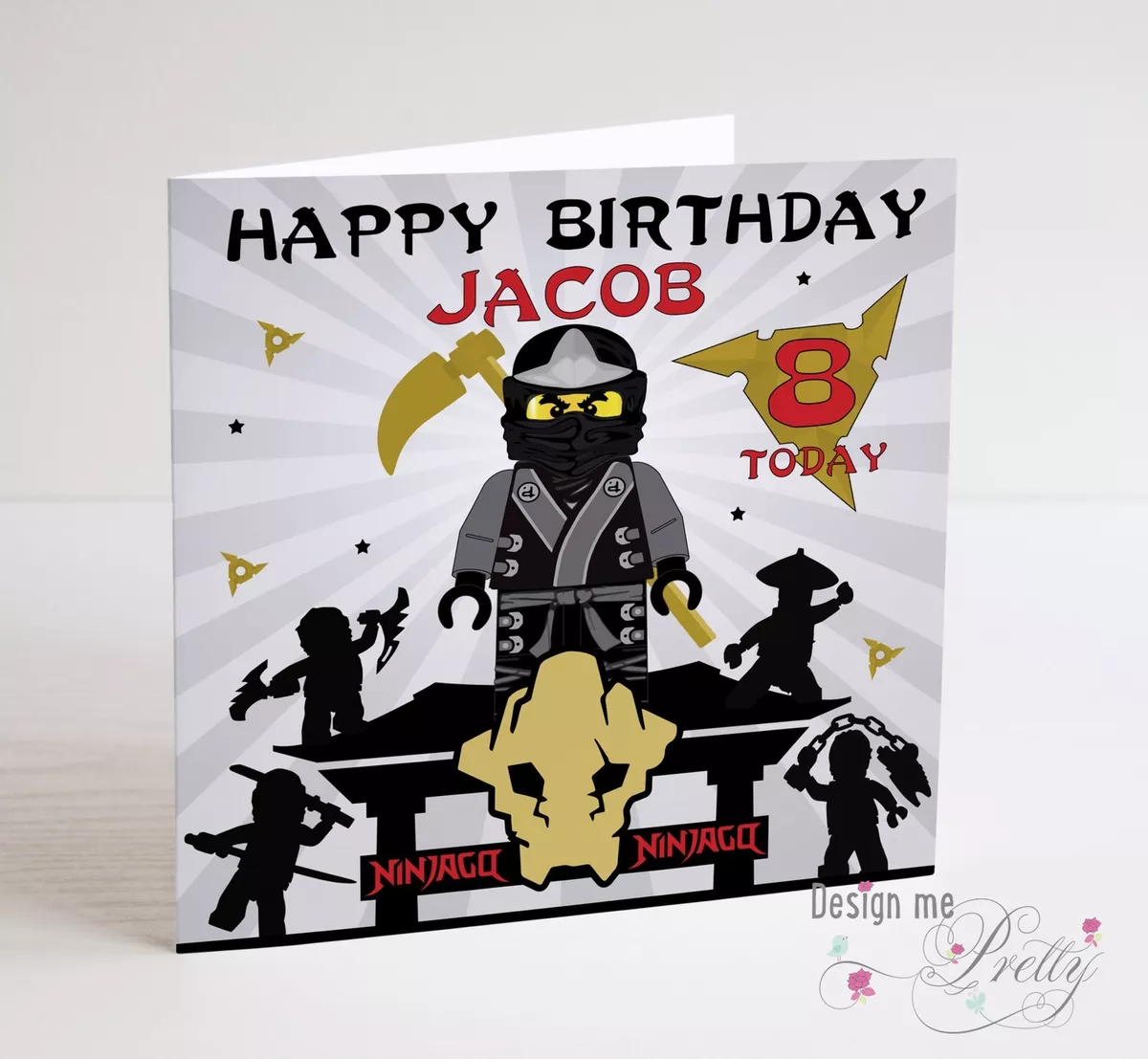 PERSONALISED LEGO NINJAGO COLE Birthday Card 3 4 5 6 7 8 Girl