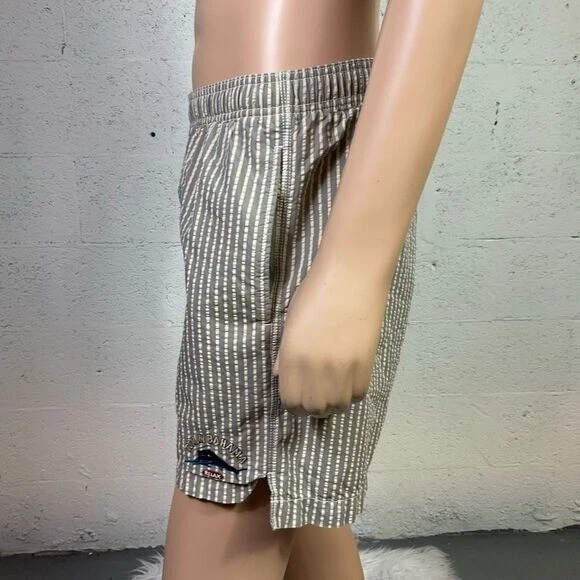 Tommy Bahama Relax Grey White Stripes Elastic Waist Swim Trunks Shorts S - Изображение 4 из 4