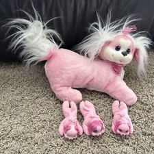 PUPPY SURPRISE plush stuffed toy dog with 3 puppies 2014 Pink