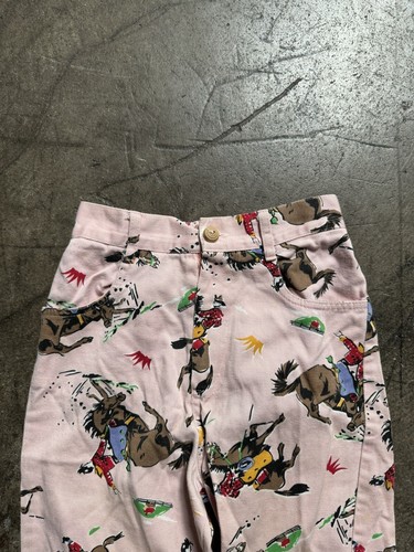 Vintage Rare Western Cowboy Print Pants Girls Size 7 Pink AOP - Picture 5 of 17