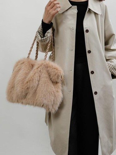 Luxury Faux Fur Shoulder Bag – Soft Plush Tote Handbag for Women, Trendy & Chic - Picture 18 of 21