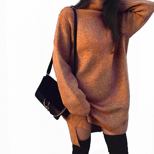 Damen Frauen Strick Oversize Pullover Pulli Kleid Winter Long Pulli Tops - Bild 11 von 17
