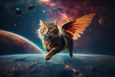 A cat in the galaxy art wallpaper