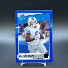 2020 Donruss Dandre Swift Blue Press Proof Rated Rookie Card #309 Lions / Eagles