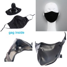 Face Mask with Silicone Gag Open Mouth Spandex Half Face Bondage Plug BDSM