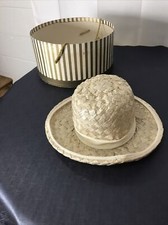 Vintage Mr. Johns Womens Straw Hat Church Derby Shiny Outdoor with Box