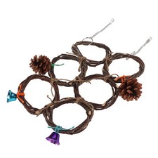 Anneau De Balançoire En Bois Pour Perroquet Jouet Avec Cloches Filet