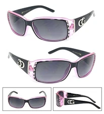 Fashion CG Womens Wrap UV400 Protect Fashion Sunglasses Transparent Pink Frame