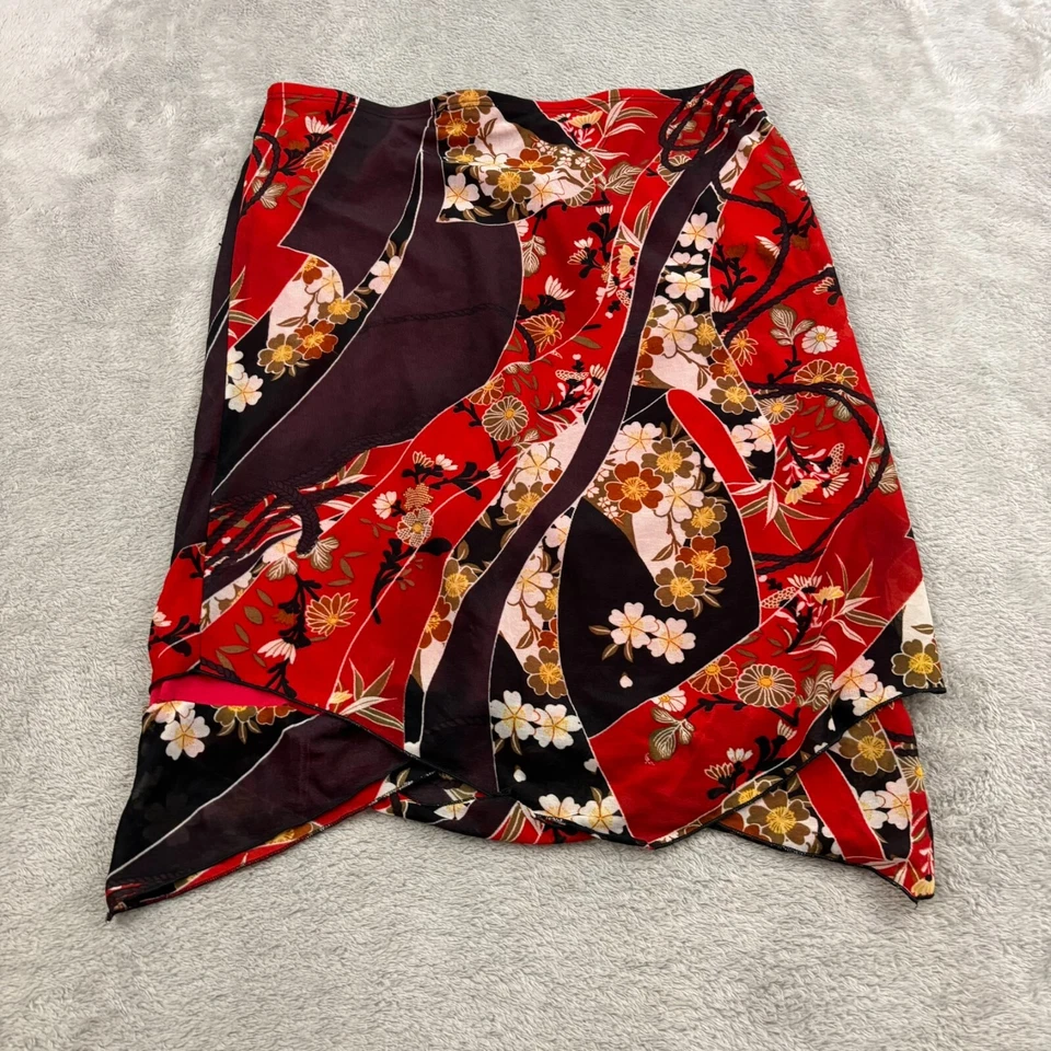 VTG 90s Y2K Amy Byer Handkerchief Skirt Girls 12/14 Red Floral Whimisgoth Fairy - Image 2 of 4